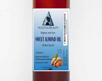 8 oz SWEET ALMOND OIL Unrefined Organic Carrier Cold Pressed 100% Pure