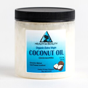 8 oz COCONUT Oil EXTRA VIRGIN Organic Carrier Cold Pressed Unrefined Raw Pure in Jar image 8