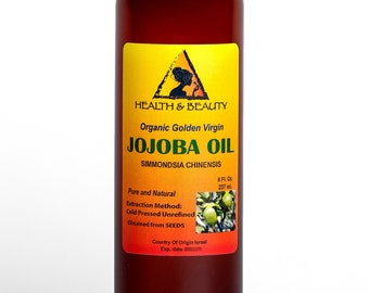 8 oz JOJOBA OIL GOLDEN Organic Carrier Unrefined Cold Pressed Virgin Raw Pure