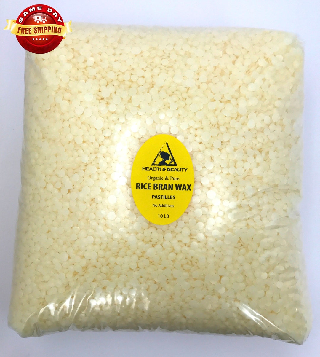 10 Lb RICE BRAN WAX Organic Vegan Pastilles Vegetable Beads Premium ...