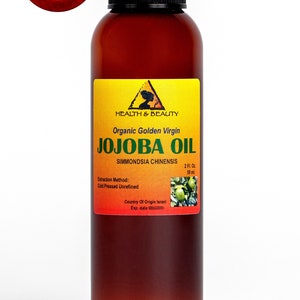 2 oz JOJOBA OIL GOLDEN Organic Carrier Unrefined Cold Pressed Virgin Raw Pure