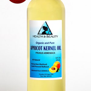 16 oz APRICOT KERNEL Oil REFINED Organic Carrier Cold Pressed 100% Pure image 1