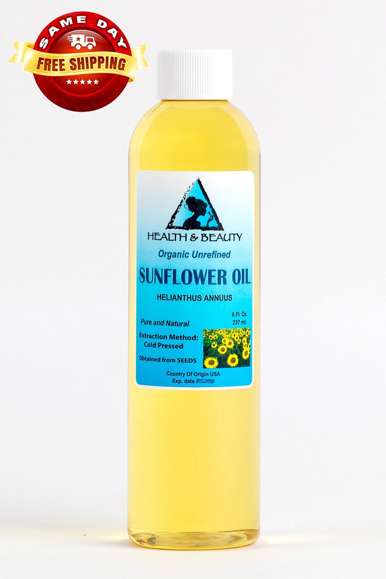 8 oz SUNFLOWER OIL UNREFINED Organic Carrier Cold Pressed Virgin Raw Pure image 1