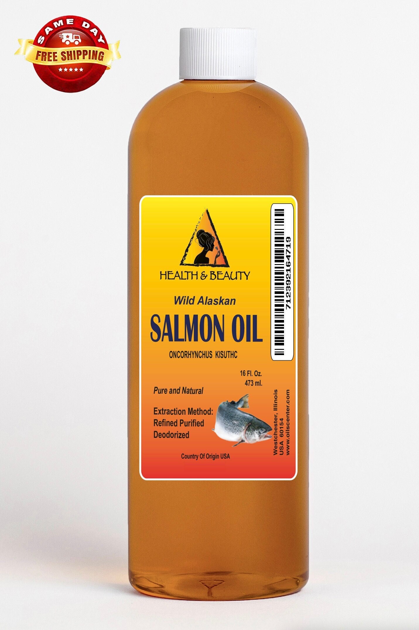64 Oz Wild Alaskan Salmon Oil All Natural 100% Pure