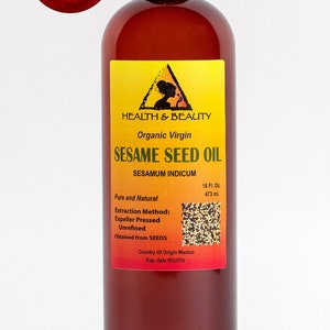 16 oz SESAME OIL UNREFINED Organic Carrier Expeller Pressed Virgin Raw Pure