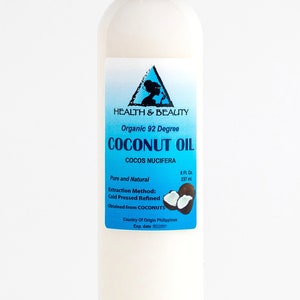 8 oz COCONUT OIL 92 DEGREE Organic Carrier Cold Pressed Ultra Refined 100% Pure image 7