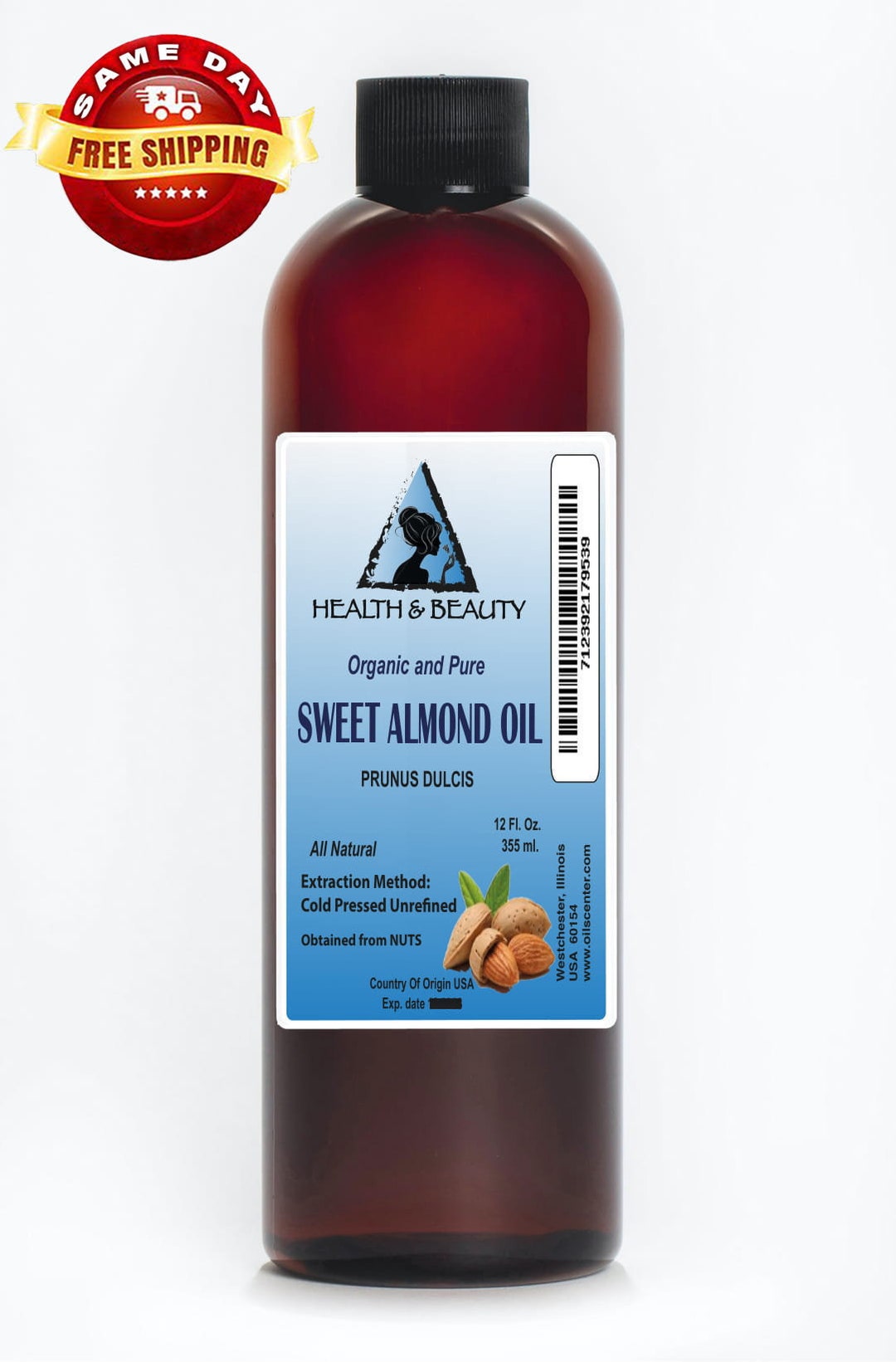 24 Oz SWEET ALMOND OIL Unrefined Organic Carrier Cold Pressed 100 Pure