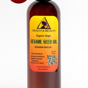 12 oz SESAME OIL UNREFINED Organic Carrier Expeller Pressed Virgin Raw Pure