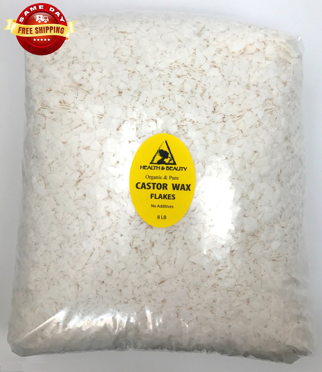 8 Lb CASTOR WAX FLAKES Organic Vegan Pastilles For Candle Making