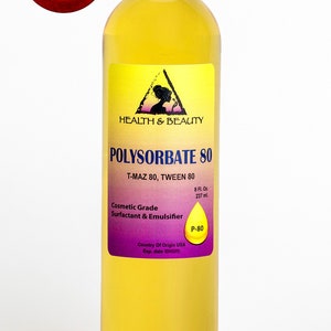 8 oz  POLYSORBATE 80 T-MAZ 80 Tween 80 Solubilizer Surfactant & Emulsifier 100% Pure