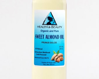 8 oz SWEET ALMOND OIL Refined Organic Carrier Cold Pressed 100% Pure