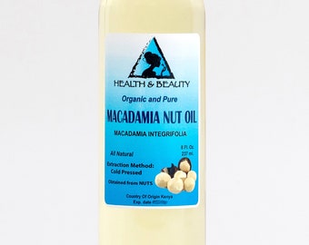 8 oz MACADAMIA NUT OIL Organic Carrier Cold Pressed 100% Pure
