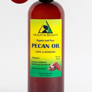 16 oz Organic Pecan Oil: Cold Pressed, Unrefined