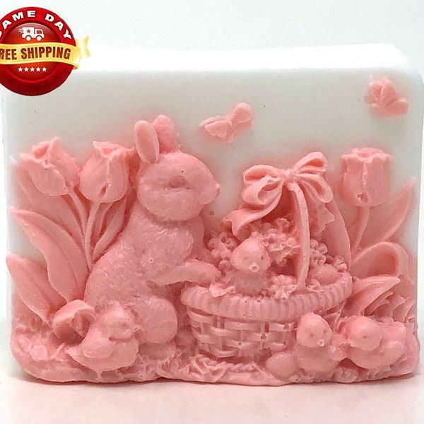 EASTER BUNNY BASKET Soap Bar Handmade All Natural Rabbit