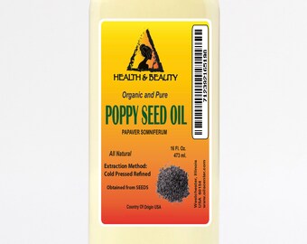 32 oz Organic Poppy Seed Oil: Refined, Cold Pressed