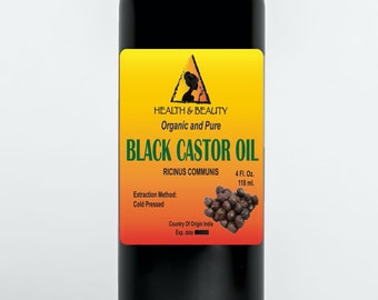 4 oz BLACK CASTOR Oil USP Grade Organic Carrier Cold Pressed Pure Hexane Free