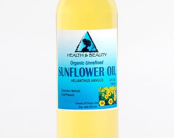 4 oz SUNFLOWER OIL UNREFINED Organic Carrier Cold Pressed Virgin Raw Pure
