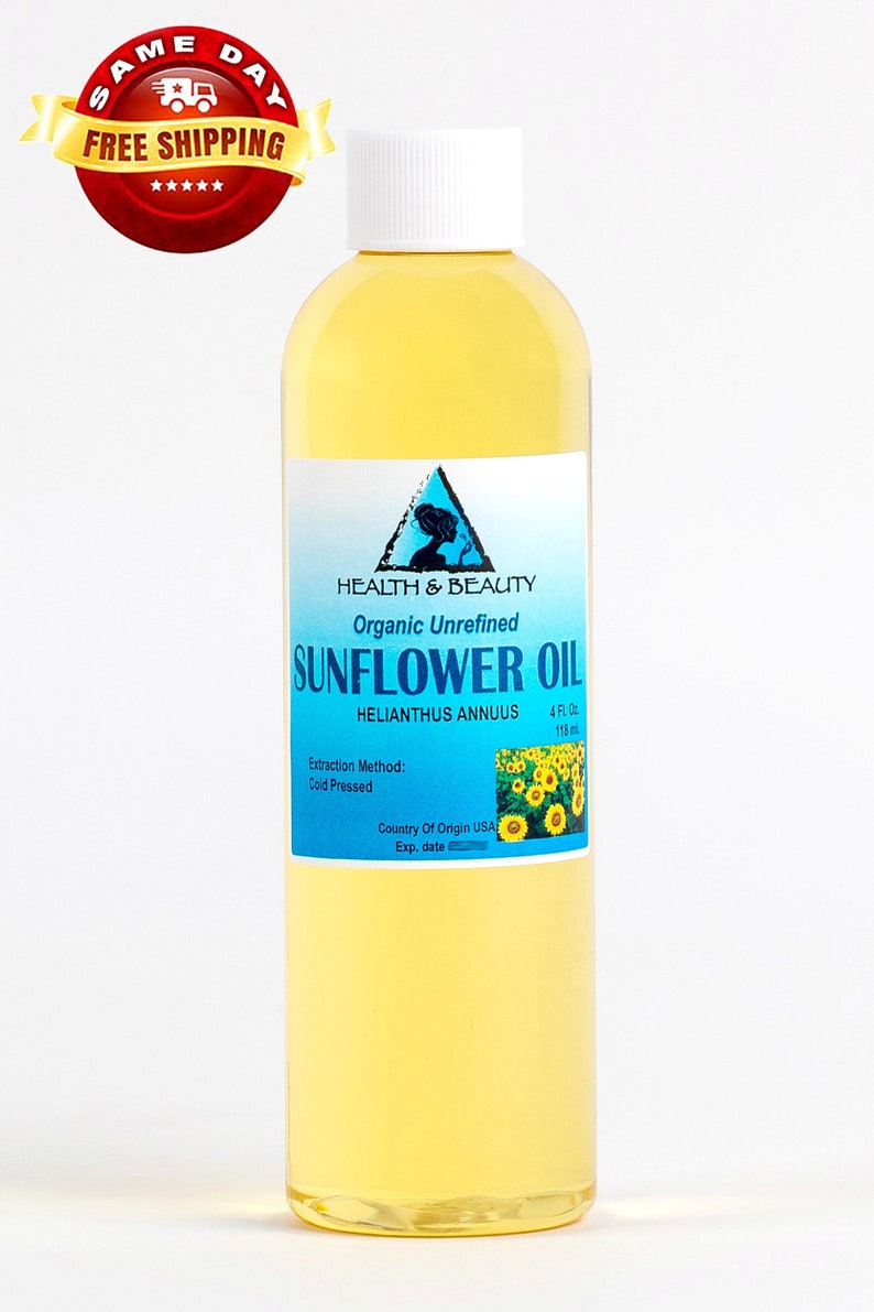 4 oz SUNFLOWER OIL UNREFINED Organic Carrier Cold Pressed Virgin Raw Pure image 1