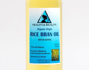 16 oz RICE BRAN OIL Unrefined Organic Carrier Cold Pressed Raw Virgin Pure