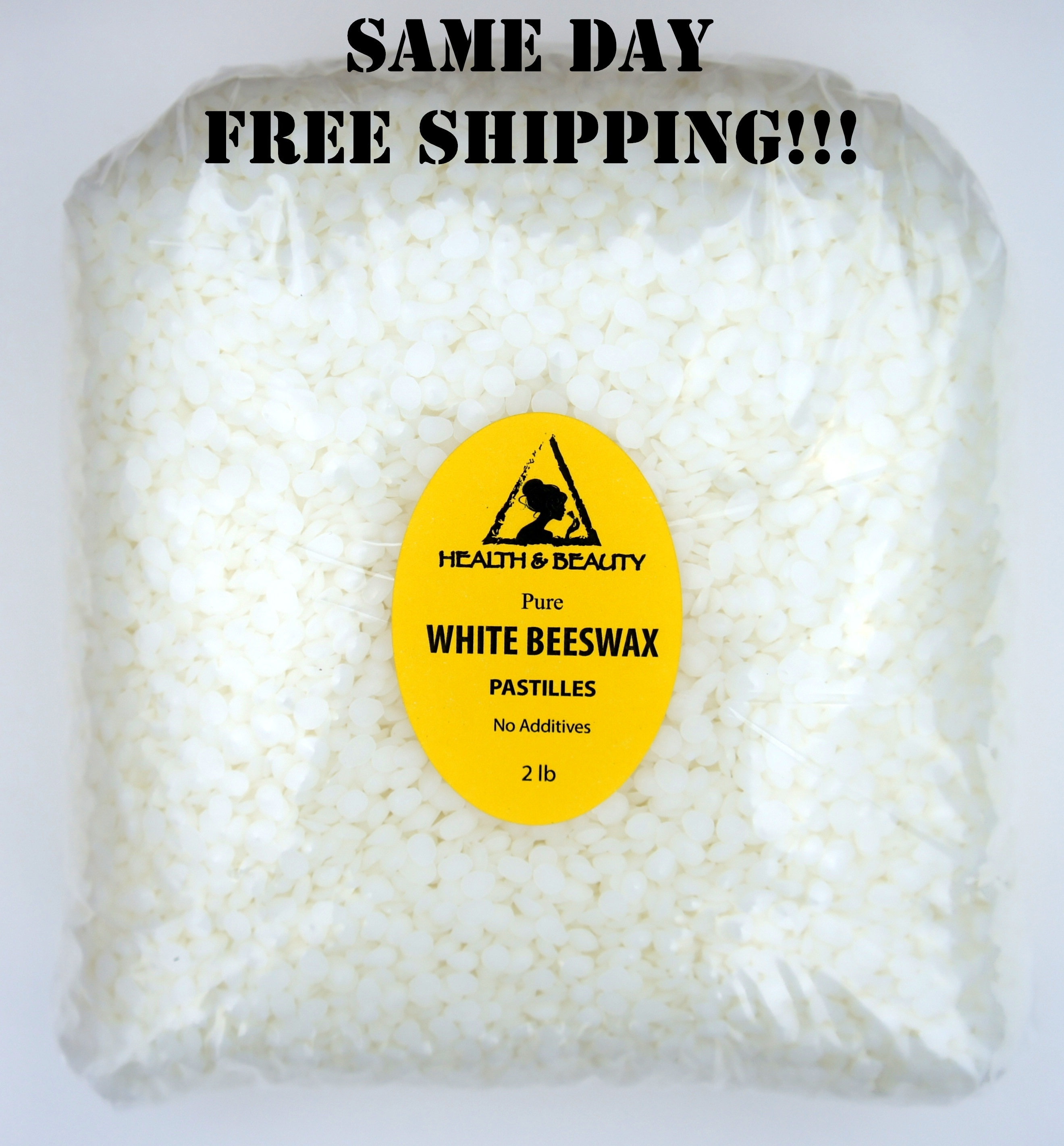 Pure Beeswax Pellets, Triple Filtered Bees Wax for Skin, Face, Body 2 LB  White