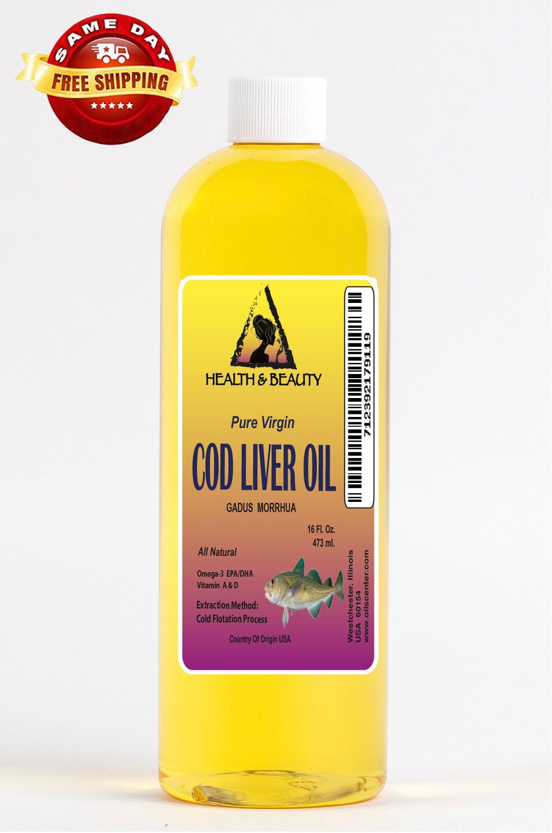 16 Oz ARCTIC COD LIVER Oil With Vitamin A&D All Natural 100 Etsy