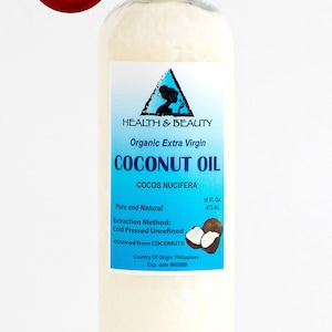16 oz COCONUT Oil EXTRA VIRGIN Organic Carrier Cold Pressed Unrefined Raw Pure