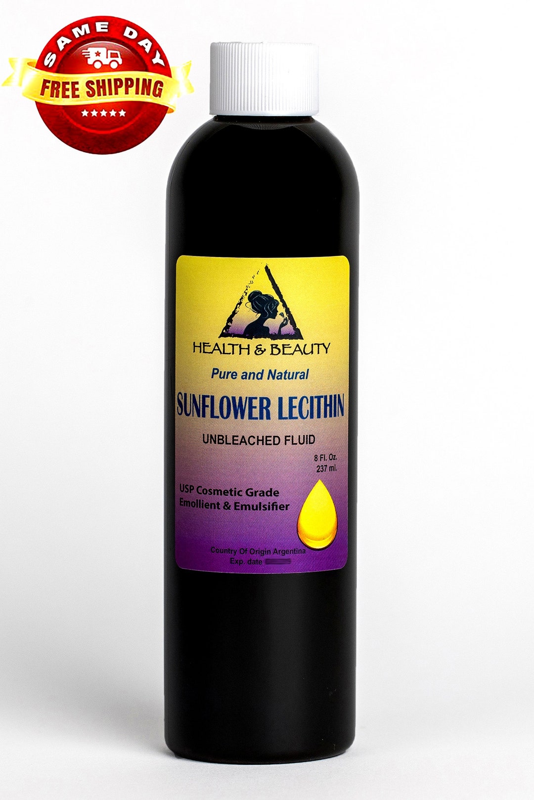 8 Oz LECITHIN SUNFLOWER UNBLEACHED Fluid Liquid Emulsifier Emollient