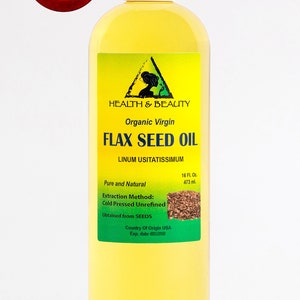 16 oz FLAX SEED OIL Organic Carrier Cold Pressed Unrefined Virgin Raw Pure