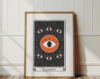 Judgement Eye Tarot Card Wall Art Print - Witchy Wall Art, Halloween, Autumnal Decor, Dark Academia, Gothic, Celestial Art