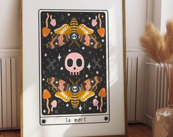 Death Moth Tarot Card Wall Art Print - Witchy Wall Art, Halloween, Autumnal Decor, Dark Academia, Gothic,  Celestial Art