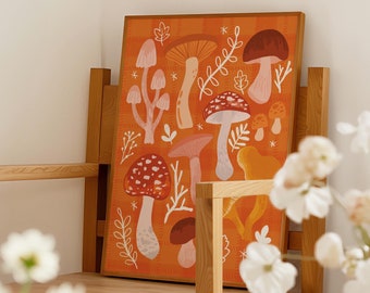 Autumn Mushroom Print - Cosy, Hygge, Witchy Magical, Autumnal - A5 or A4