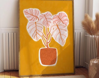 Monstera Houseplant Print -  Boho Decoration, Warm Tones, Plant Lover Gift, Earthy Colours,
