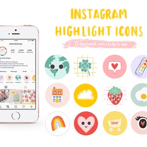 12 Instagram Highlight Icons | Modern Icons | Fun Colourful Icons | Social Media