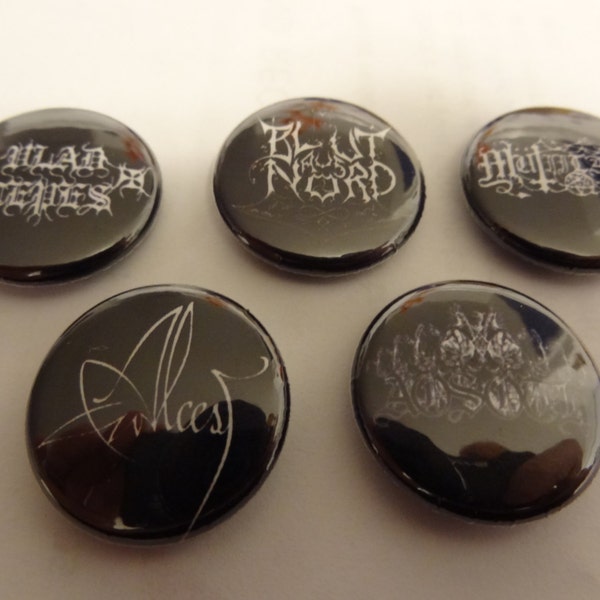 Five 1" pins French black metal Alcest Vlad Tepes Blut Aus Nord Mutiilation Aosoth pinback button