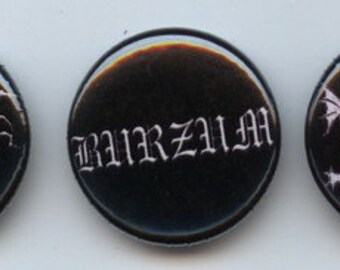 Three black metal 1" pins Burzum Mayhem Darkthrone pinback button