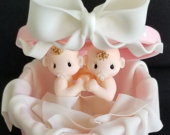 Twins Cake Topper, Twin Boys Topper, Twin Baby Girls, Baby Cake Topper, Baby Shower Topper, Twins Baby Shower, Gender Reveal Cake Decoration