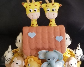 Noah's Ark Cake Topper, Noah's Ark Baby Shower, Noah's Ark Cake Decor, Baby Shower Cake, Animals Cake Topper, Baby Shower, Ark Cake Topper