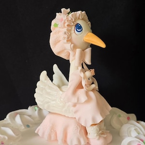 Stork Cake Topper, Baby Shower Decoration, Girl Baby Shower Cake, Pink Stork Cake Topper, Neutral Baby Cake Topper, Baby Shower Cake Toppers