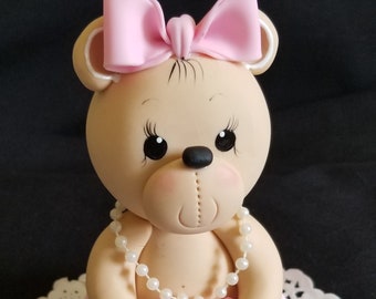 Pink Teddy Bear, Bear Baby Shower, Teddy Bear Cake Topper, Teddy Bear Topper, Bear for Cake, Girl Baby Shower, Bear Cake Topper, Teddy Bear