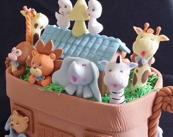 Noah's Ark Cake Topper, Noah's Ark Baby Shower, Noah's Ark Cake, Baby Shower Cake, Animal Ark Cake Topper, Boys Baby Shower, Ark Cake Topper