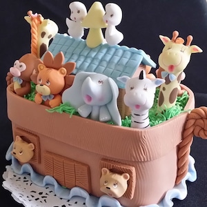 Noah's Ark Cake Topper, Noah's Ark Figurine, Noahs Ark Baby Shower, Noahs Ark Cake Figurine, Noahs Ark Birthday, Ark and Animals Decorations