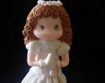 First Communion Girl Cake Topper, Rosary Favor, Child with Rosary For Cake, Christening Child, Baptism Cake Decoration, Boy First Communion