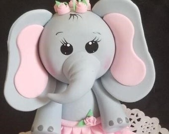 Baby Shower Elephant, Jungle Cake Topper Cute Elephant, Pink Elephant, Jungle Baby Shower, Elephant Cake Topper, Baby Shower Prince Elephant