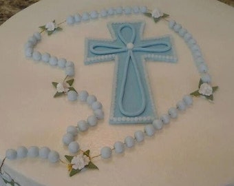 Baptism Cake Topper, Baby Boy Baptism Favor, Baptism Rosary Favor, Christening Favor, Baptism Rosaries, Rosary Cake Topper, Boy Baptism Cake