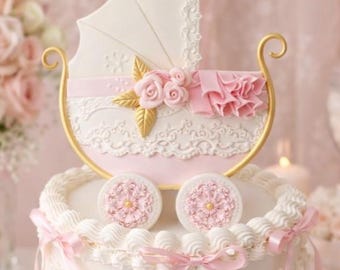Baby Shower, Baby Shower Decorations, Baby Shower Carriage, Twins Baby Shower, Baby Shower Carriage, Girls Baby Shower, Vintage Carriage