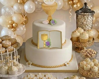 First Communion Cake Topper, Rosaries Favor, Rosary Cake Topper, Christening Cake Topper, Baptism Cake Decorations, Boy First Communion