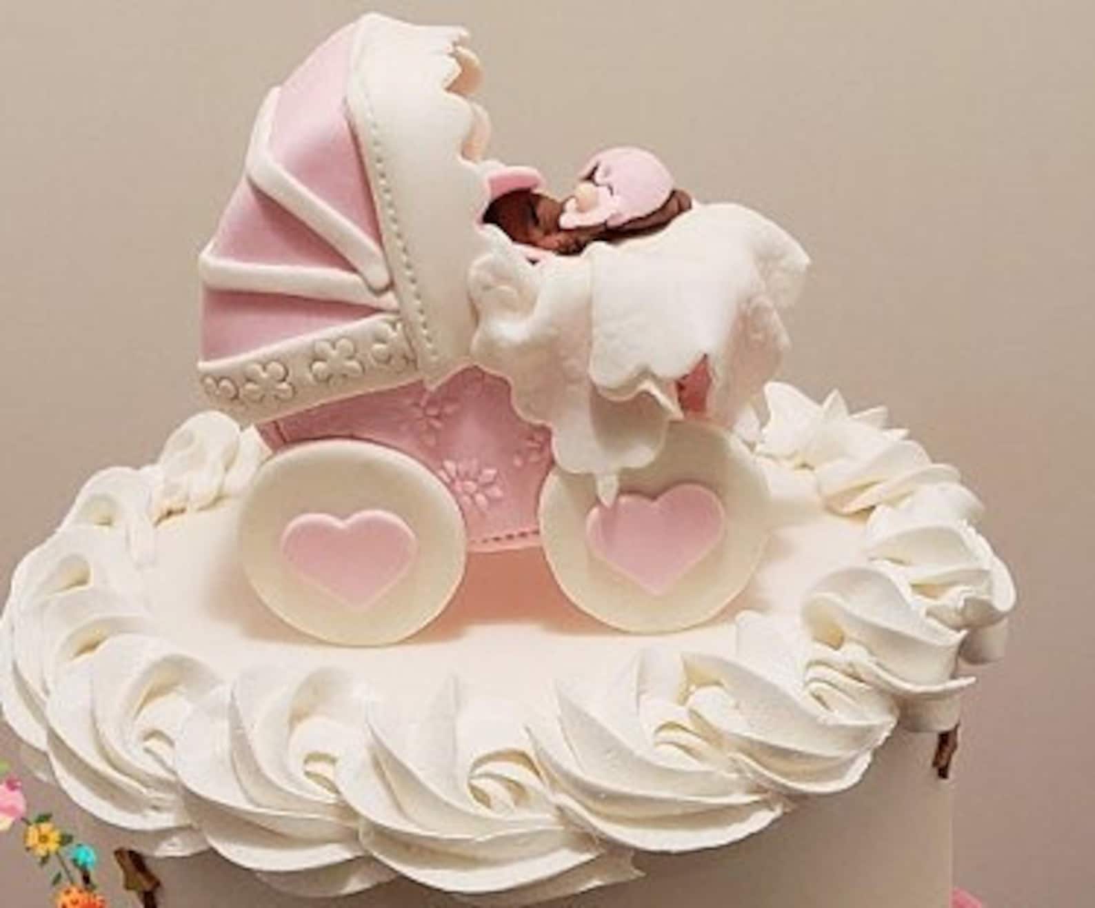 Baby Carriage Cake Topper Baby Boy Centerpiece Blue Carriage Etsy