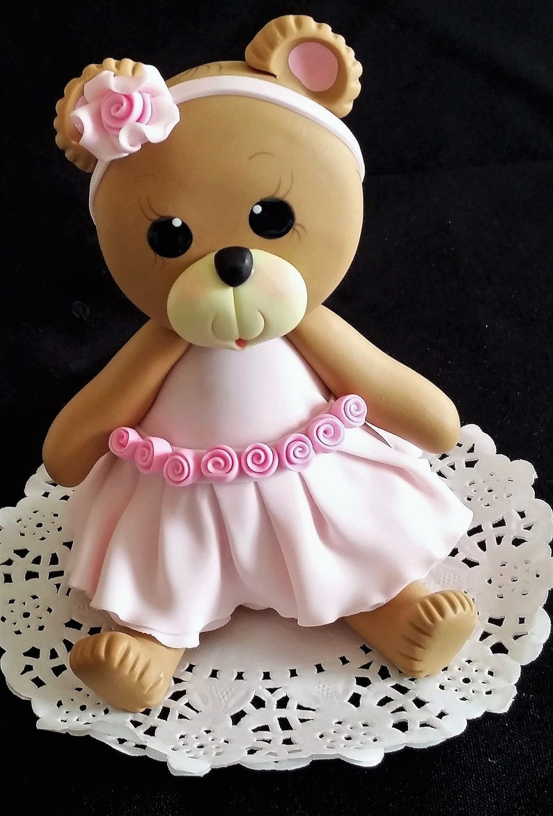 Pink Teddy Bear Baby Shower Cake Topper Image 0