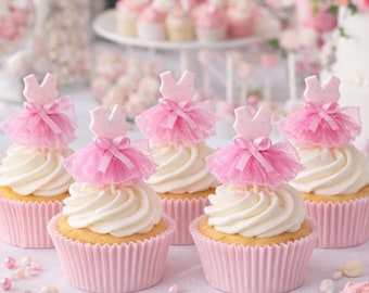 Cumpleaños de ballet, Cupcake de ballet, Tutús para baby shower, Baby shower de niñas, Recuerdos de ballet, Tutús para cupcakes, Tutús rosas, Cupcake de niñas, Set de 12