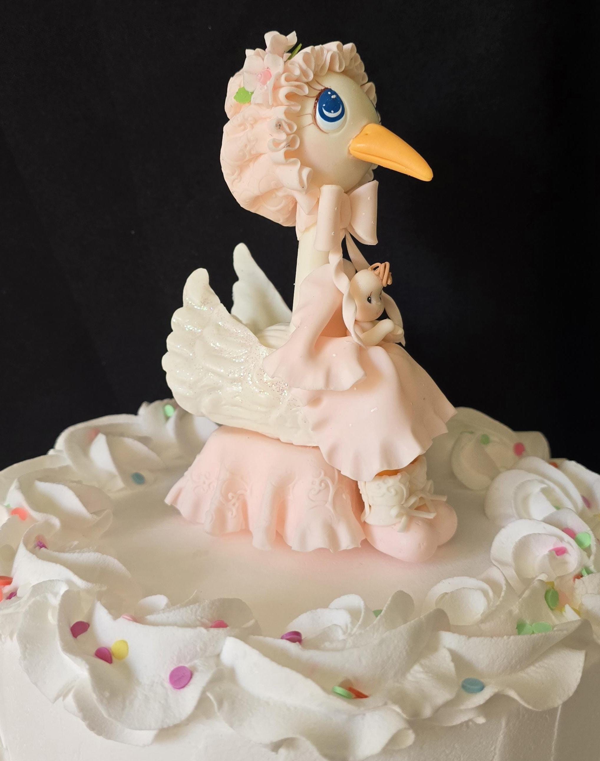 Stork Cake Topper, Baby Shower Decoration, Girl Baby Shower Cake, Pink Stork Cake Topper, Neutral Baby Cake Topper, Baby Shower Cake Toppers
